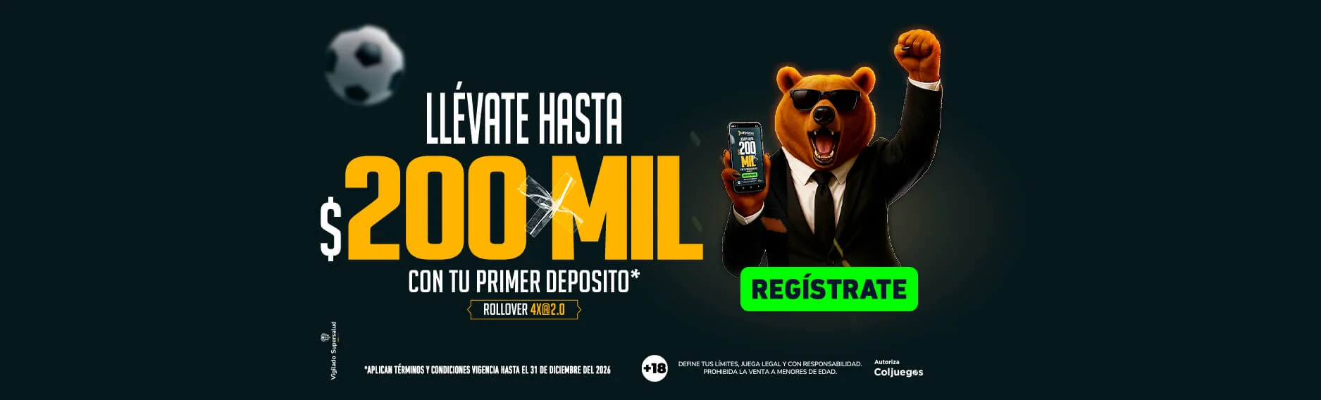 Bono deportivo Wplay de hasta 200 mil